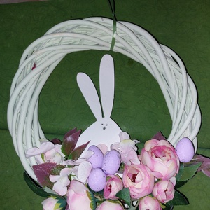 Tavaszi ajtódísz, Ünnepi díszek, dekorációk, Húsvéti díszek és dekorációk, Húsvéti ajtódísz, kopogtató, Virágkötés, MESKA