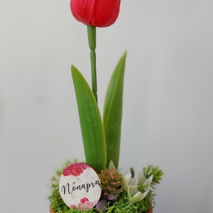 Cserepes tulipán - otthon & életmód - dekoráció - asztal és polc dekoráció - asztaldísz - Meska.hu