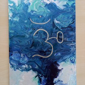 Türkiz és kék fluid art festmény - OM - Meska.hu