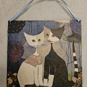Cicás falikép (fa), Otthon & Életmód, Dekoráció, Kép & Falikép, Fából készült kép, Decoupage, transzfer és szalvétatechnika, MESKA