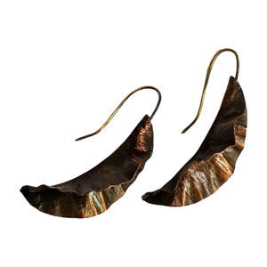 Kalapált vörösréz fülbevaló - ékszer - fülbevaló - lógó fülbevaló - Meska.hu