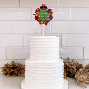 Tűzoltós torta beszúró, színes topper, fából, számos - otthon & életmód - konyhafelszerelés, tálalás - sütés, főzés - sütidísz - Meska.hu