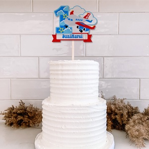 Repülős, névre szóló, számos torta beszúró, színes topper, fából - otthon & életmód - konyhafelszerelés, tálalás - sütés, főzés - sütidísz - Meska.hu