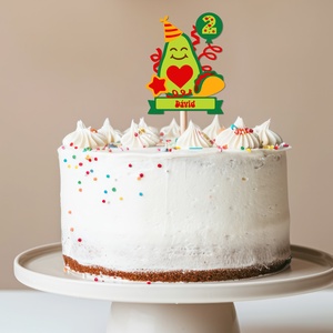 Avokádós, névre szóló, számos torta beszúró, színes topper, fából, Otthon & Életmód, Konyhafelszerelés, tálalás, Sütés, főzés, Sütidísz, Famegmunkálás, Festett tárgyak, MESKA