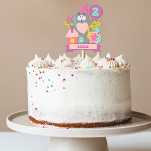 Lamantin, névre szóló, számos torta beszúró, színes topper, fából, Otthon & Életmód, Konyhafelszerelés, tálalás, Sütés, főzés, Sütidísz, Famegmunkálás, Festett tárgyak, MESKA