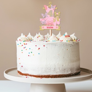 Balerina stílusú, névre szóló, számos torta beszúró, színes topper, fából - otthon & életmód - konyhafelszerelés, tálalás - sütés, főzés - sütidísz - Meska.hu