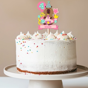 Vízidisznós, névre szóló, számos torta beszúró, színes topper, fából, Otthon & Életmód, Konyhafelszerelés, tálalás, Sütés, főzés, Sütidísz, Famegmunkálás, Festett tárgyak, MESKA
