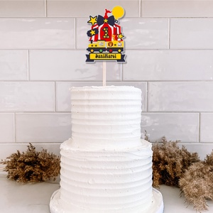 Cirkuszos, névre szóló, számos torta beszúró, színes topper, fából - otthon & életmód - konyhafelszerelés, tálalás - sütés, főzés - sütidísz - Meska.hu