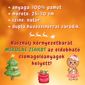Névre szóló mikulás zsák- aranyos grafikával - karácsony - mikulás - mikulás zsák, zokni, csizma - Meska.hu
