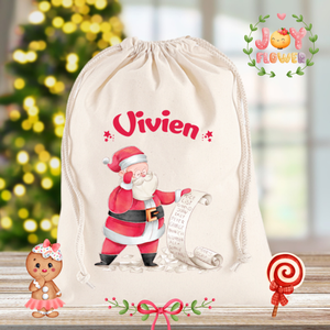 Névre szóló mikulás zsák- aranyos grafikával - karácsony - mikulás - mikulás zsák - Meska.hu