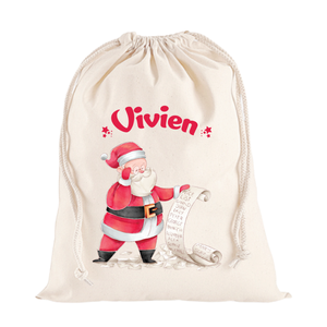 Névre szóló mikulás zsák- aranyos grafikával - karácsony - mikulás - mikulás zsák - Meska.hu