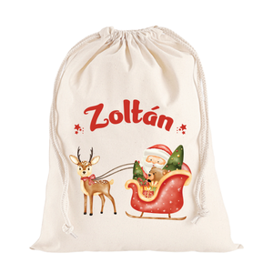 Névre szóló mikulás zsák- aranyos grafikával - karácsony - mikulás - mikulás zsák, zokni, csizma - Meska.hu