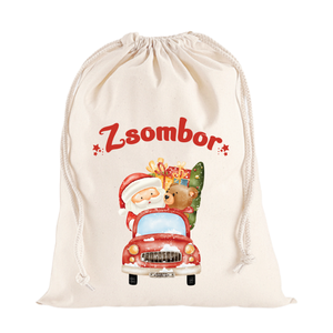 Névre szóló mikulás zsák- aranyos grafikával - karácsony - mikulás - mikulás zsák, zokni, csizma - Meska.hu