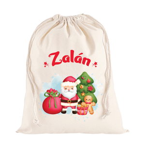 Névre szóló mikulás zsák- aranyos grafikával - karácsony - mikulás - mikulás zsák, zokni, csizma - Meska.hu