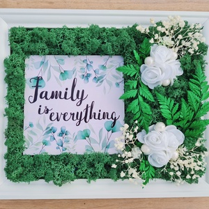 Falikép - Izlandi zuzmóval és Family is everything felirattal - otthon & életmód - dekoráció - fali és függő dekoráció - zuzmókép, mohakép - Meska.hu
