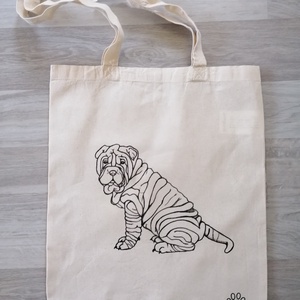 Sharpei-es vászontáska, Táska & Tok, Kézitáska & válltáska, Nagy pakolós táska, Fotó, grafika, rajz, illusztráció, Mindenmás, MESKA