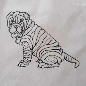Sharpei-es vászontáska - táska & tok - kézitáska & válltáska - nagy pakolós táska - Meska.hu