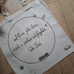 On Sai Scar idézetes hosszúfülű vászontáska, Táska & Tok, Bevásárlás & Shopper táska, Shopper, textiltáska, szatyor, Mindenmás, MESKA