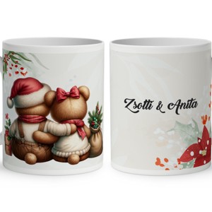 Névvel kérhető - Karácsonyi Teddy maci - együtt (kantáros) mintás bögre, Otthon & Életmód, Konyhafelszerelés, tálalás, Tálalás, Bögre & Csésze, , MESKA