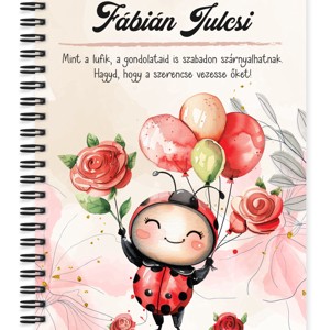 Személyre szabható - Lufis katica mintás A5-ös füzet, Otthon & Életmód, Papír, írószer, Jegyzetfüzet & Napló, , MESKA