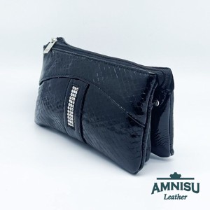 Fekete lakk kígyómintás egyenes kristály köves női pénztárca G8023 - táska & tok - pénztárca & más tok - pénztárca - női pénztárca - Meska.hu