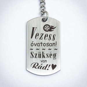 Vezess óvatosan acél medálos kulcstartó - táska & tok - kulcstartó & táskadísz - kulcstartó - Meska.hu