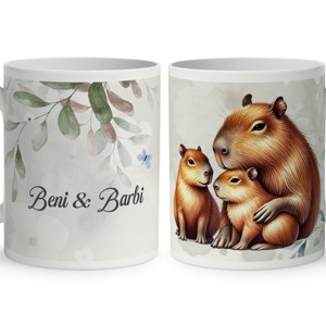Névvel kérhető - Capybara és a kölykök mintás bögre, Otthon & Életmód, Konyhafelszerelés, tálalás, Tálalás, Bögre & Csésze, , MESKA