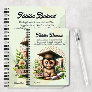 Személyre szabható - 2026 Ballagás - Majom mintás füzet - otthon & életmód - papír, írószer - jegyzetfüzet & napló - Meska.hu
