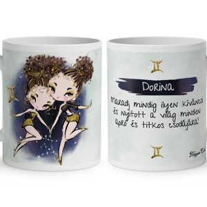 Személyre szabható - Barna hajú Csini Ikrek lány mintás bögre - Meska.hu