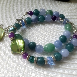 Türkiz árnyalatú nyári ékszerszett � Gyógyító kövekből készült egyedi karkötőpáros és fülbevaló - ékszer - ékszerszett - Meska.hu