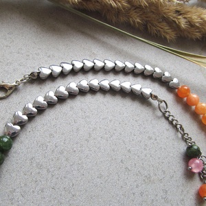Egyedi Spirál Medálos Choker Szív Hematit  Napkő  Zöld Kalcedon 8mm Gyöngyökkel természetes Ásvány Nyaklánc - ékszer - nyaklánc - medál - Meska.hu
