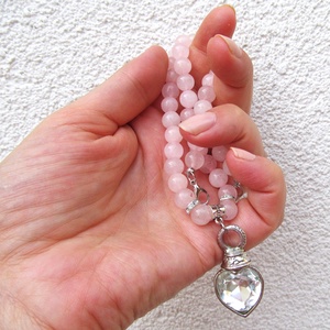 Belső fény Rózsakvarc nyaklánc szív medállal - ékszer - nyaklánc - medálos nyaklánc - Meska.hu