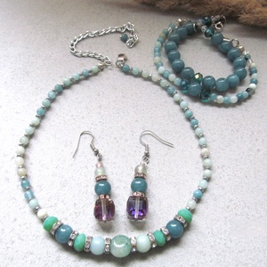  Akvamarin Aventurin ékszerszett Amazon nyugalma  4 részes ásvány ékszerszett zöld akvamarinnal , Ékszer, Ékszerszett, Ékszerkészítés, MESKA