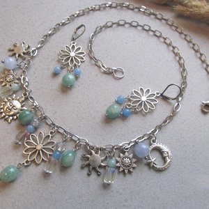 Harmónia varázsa charm ékszerszett  különleges kézműves alkotás akvamarin és aventurin kövekkel - ékszer - ékszerszett - Meska.hu