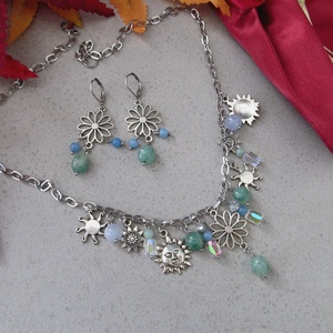 Harmónia varázsa charm ékszerszett  különleges kézműves alkotás akvamarin és aventurin kövekkel - ékszer - ékszerszett - Meska.hu