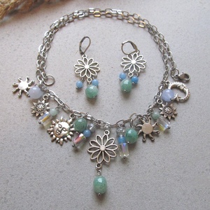 Harmónia varázsa charm ékszerszett  különleges kézműves alkotás akvamarin és aventurin kövekkel, Ékszer, Ékszerszett, Ékszerkészítés, MESKA