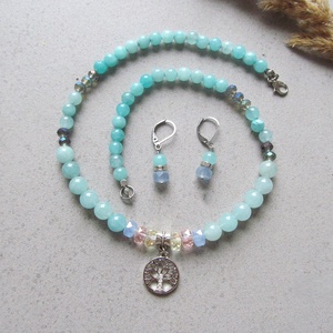 Elegáns amazonit ékszerszett Életfa medállal - ékszer - ékszerszett - Meska.hu