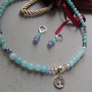 Elegáns amazonit ékszerszett Életfa medállal - ékszer - ékszerszett - Meska.hu