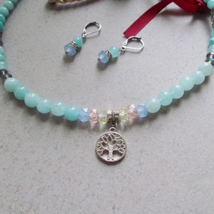 Elegáns amazonit ékszerszett Életfa medállal - ékszer - ékszerszett - Meska.hu