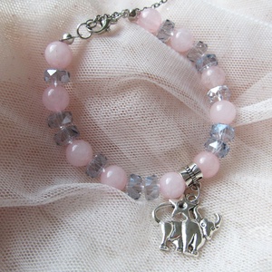 Választható horoszkóppal  rózsakvarc és üvegkristály Szeretet karkötő, nemes acélból  vízálló - Meska.hu