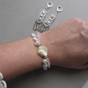 Fehér Álom Gyöngyökkel Ékszerszett Hematit Fehér Kristály Gyöngy 925 Ezüst Rozsdamentes Acél - ékszer - ékszerszett - Meska.hu