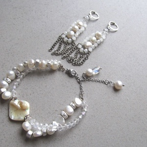 Fehér Álom Gyöngyökkel Ékszerszett Hematit Fehér Kristály Gyöngy 925 Ezüst Rozsdamentes Acél - ékszer - ékszerszett - Meska.hu