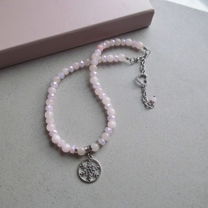 Csillogó Rózsakvarc Nyaklánc Hópehely Medállal  Egyedi Ásvány Ékszer - Meska.hu