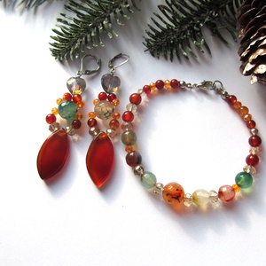 Vibráló Színű Achát Struktúra  Karkötő és Fülbevaló Ékszerszett a Természet Laborjából - Meska.hu