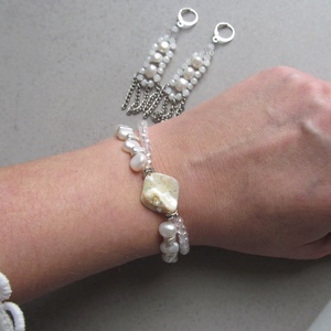 Fehér Álom Gyöngyökkel Ékszerszett Hematit Fehér Kristály Gyöngy 925 Ezüst Rozsdamentes Acél - Meska.hu