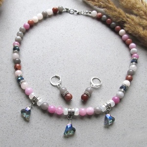 Cukor Felhő Ásvány Ékszer � Nyaklánc és Fülbevaló Szett Természetes Kövekből - ékszer - ékszerszett - Meska.hu