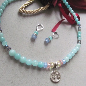 Elegáns amazonit ékszerszett Életfa medállal - ékszer - ékszerszett - Meska.hu