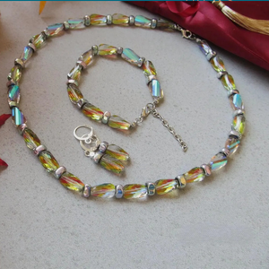 Ragyogó Hematit és Üvegkristály Ékszerszett Nyaklánc, Karkötő és Fülbevaló  Kézzel Készített Elegancia, Ékszer, Ékszerszett, Ékszerkészítés, MESKA