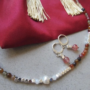 Minimalista Achát Hematit  ékszerszett természetes kövekből � tökéletes ajándék - ékszer - ékszerszett - Meska.hu