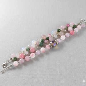 Lélekharmónia Valódi Ásványékszer Szett Rózsakvarc Akvamarin és Perzsa Jade - ékszer - karkötő - ásványkarkötő - Meska.hu